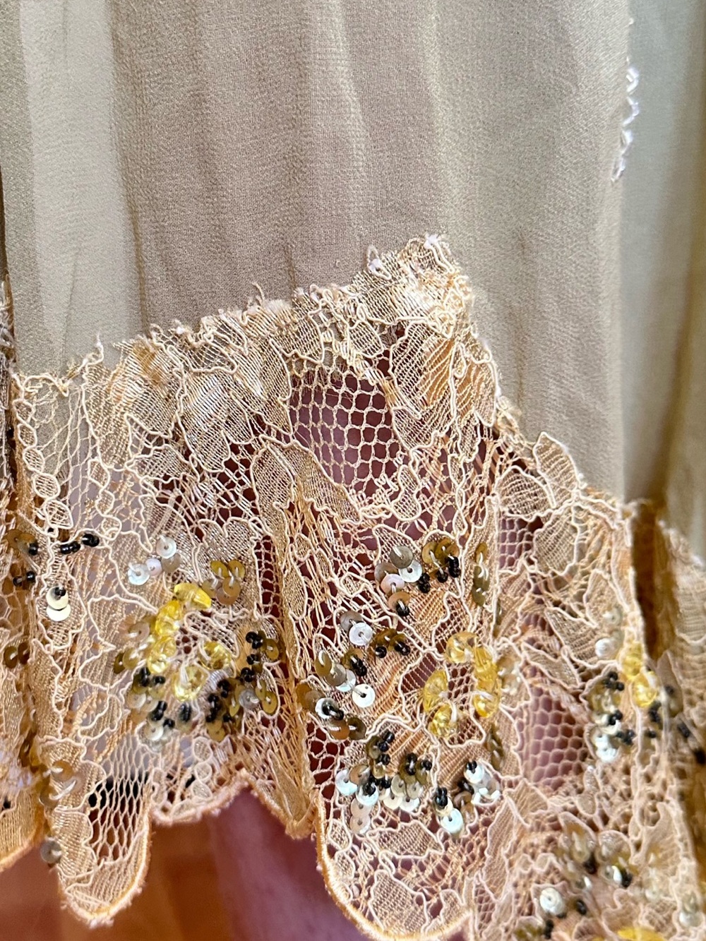 Gold Sequin High-Low Ruffle Dress - Picture 3 of 5